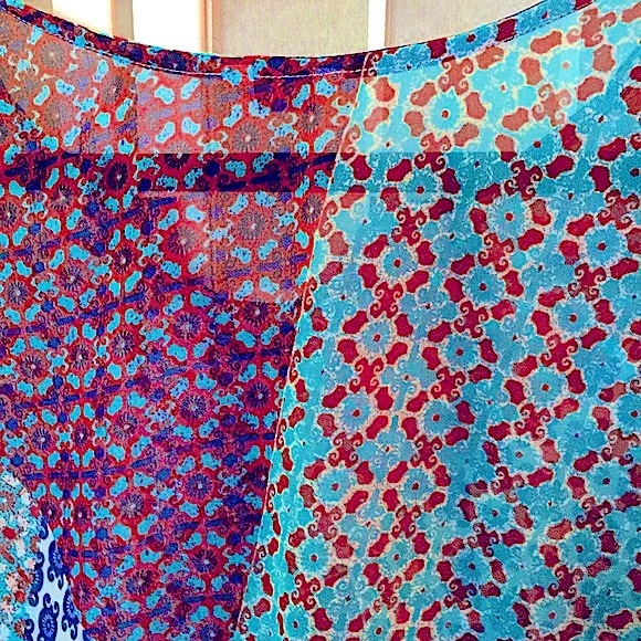 Casual Studio Light Airy Chiffon Earth & Jewel Colors Versatile Tunic M Travels - Picture 7 of 7